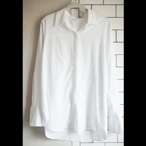 Delicate long white dress shirt